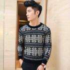 Patterned Furry Sweater