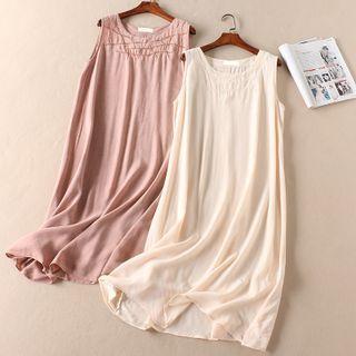 Embroidered Midi A-line Tank Dress