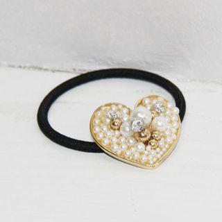 Faux Pearl Heart Hair Tie As Shown In Figure - One Size
