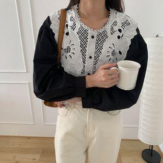 Eyelet Panel Blouse