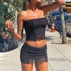 Set: Ruffle Tube Top + Mini Pencil Skirt