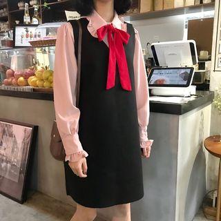 Frilled Peter Pan Collar Blouse / Pinafore Dress