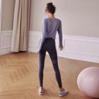 Set: Long-sleeve Cutout Sports Top + Leggings