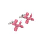 Simple Cute Pink Puppy Cufflinks Silver - One Size