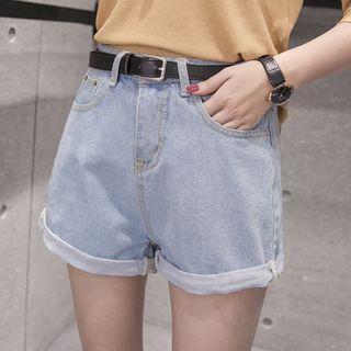 Cuffed Hem Denim Shorts