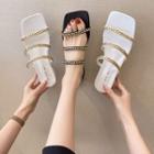 Chain Chunky Heel Slide Sandals