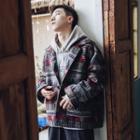 Loose-fit Ethnic-print Wool Jacket