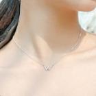 925 Sterling Silver Rhinestone Letter W Pendant Necklace As Shown In Figure - One Size