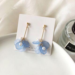 Petal Drop Sterling Silver Ear Stud 1 Pair - Earring - Blue - One Size