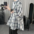 3/4-sleeve Plaid Shirt Jacket