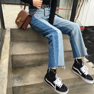 Color Block Wide Leg Jeans
