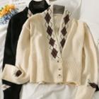 Argyle Shawl-collar Knit Sweater