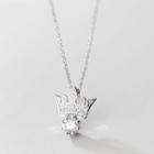 925 Sterling Silver Rhinestone Crown Pendant Necklace S925 Silver - As Shown In Figure - One Size