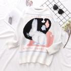 Rabbit Print Sweater White - One Size