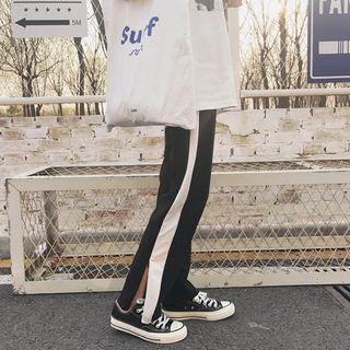 Contrast Trim Side Slit Sweatpants