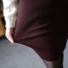 Elastic-waist Knit Pencil Skirt