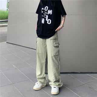 Low-rise Plain Cargo Straight Leg Pants