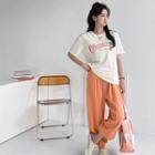 Round-neck Printe T-shirt
