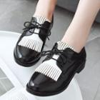 Patent Fringed Lace-up Shoes