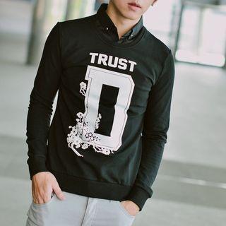 Print Mock Two-piece Long Sleeve Top