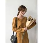 Round-neck Buttoned Long Wrap Dress