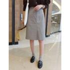 Pocket-accent Houndstooth Skirt