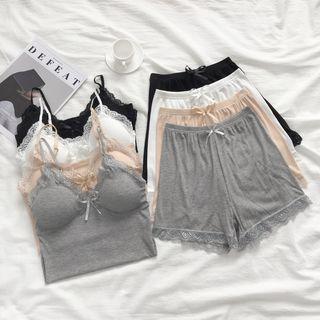 Set: Lace Trim Camisole + Shorts