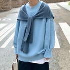 Shawl Panel Crew-neck Sweater