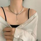 Cherry Pendant Faux Pearl Panel Chain Necklace As Shown In Figure - One Size