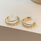 Rhinestone Layered Open Hoop Earring 1 Pair - 925 Silver - One Size