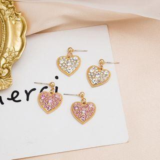 Rhinestone Heart Earring E3172 - 1/pink