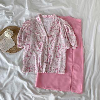 Short-sleeve Shirt / Midi Skirt / Set