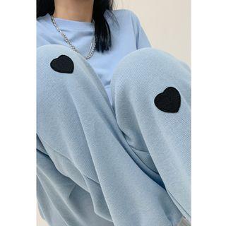 Heart-patch Drawstring Loose-fit Harem Pants