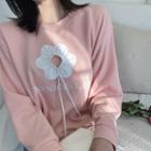 Lettering Flower Accent Sweatshirt