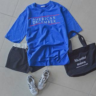 Back Number Print Cotton T-shirt
