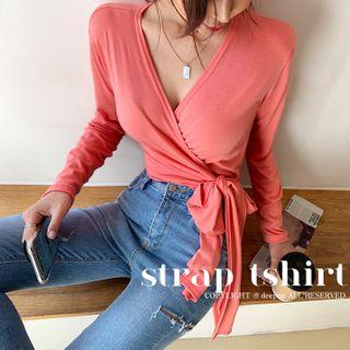 Tie-waist Textured Wrap Top