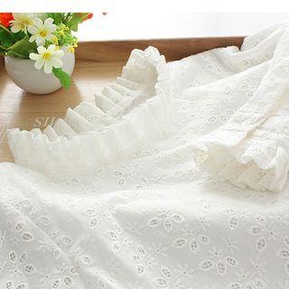 Frill Trim Embroidered Long-sleeve Blouse