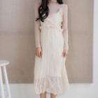 Crinkled Chiffon Pinafore Dress