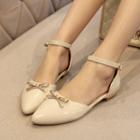 Ankle Strap Bow Pointy Flats
