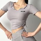 Short-sleeve Frill Trim Drawstring Sports T-shirt