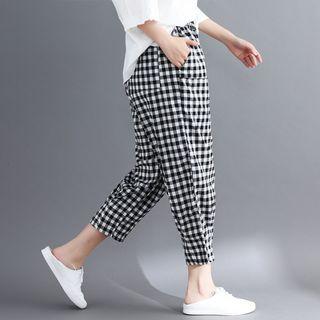 Checker Cropped Harem Pants