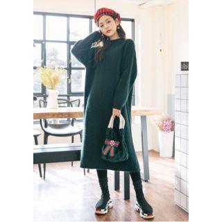 Wool Blend Knit Boxy Midi Dress