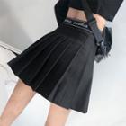 Pleated Lettering Mini Skirt