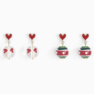Christmas Alloy Heart & Bead Dangle Earring