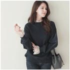 Puff-sleeve Lace-trim Pullover