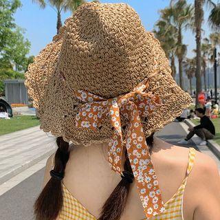 Flower Ribbon Straw Hat