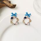 Bow Astronaut Alloy Dangle Earring 1 Pair - Stud Earring - S925 Silver - Blue & White - One Size