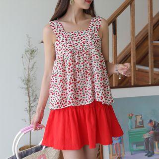 Square-neck Flared Apple Sleeveless Blouse