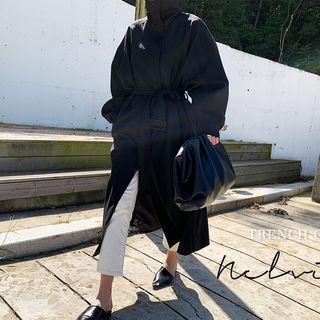 Funnel-neck Snap-button Coat