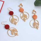 Wooden Disc Branches Dangle Earring